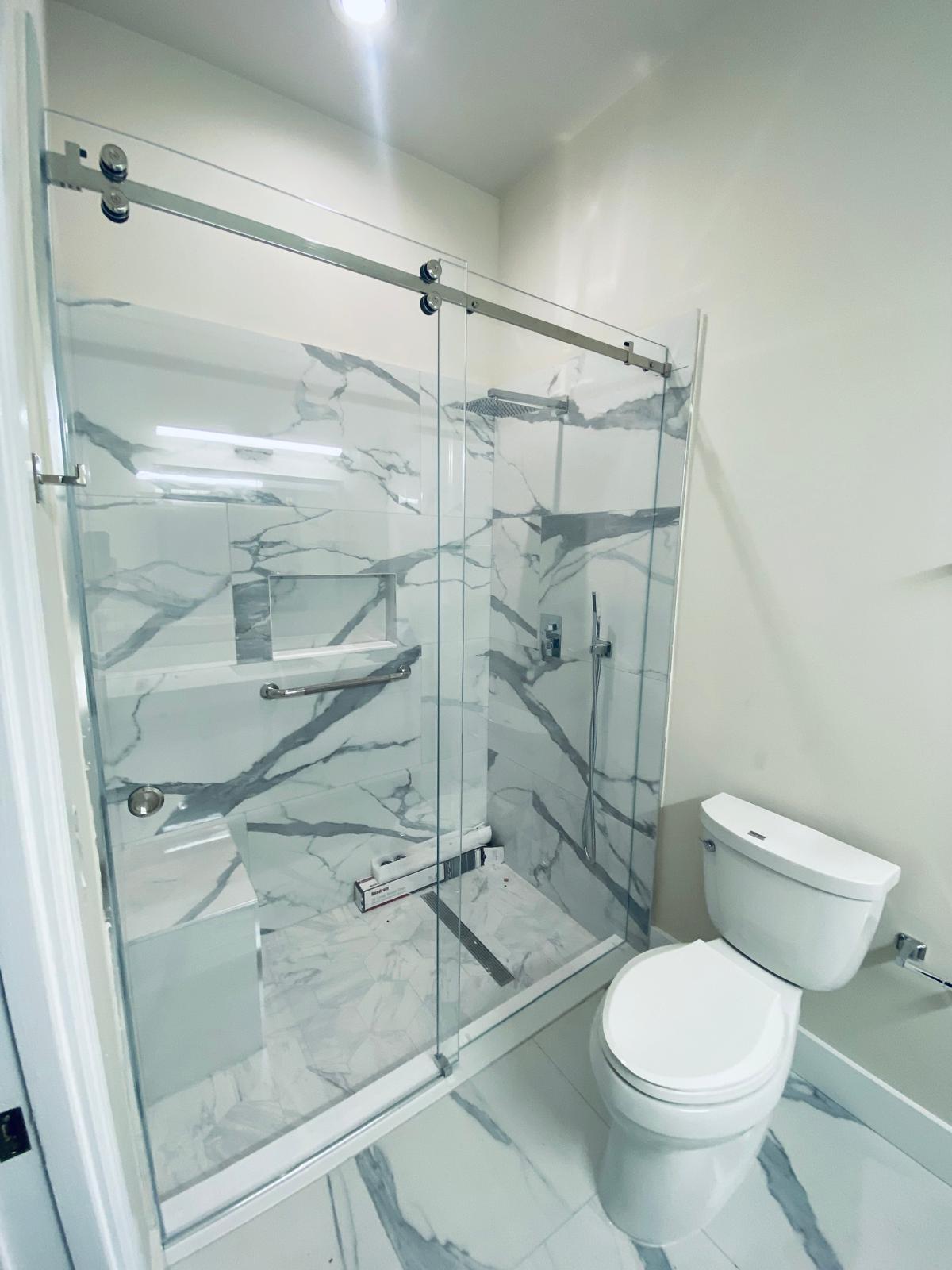 Large format tile floor - LMV Construction